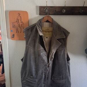 STS Ranchwear Plaid Lined Leather Vest